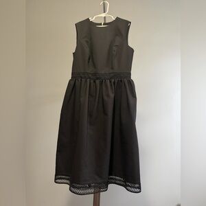 Calvin Klein Girls Black Sleeveless Fit & Flare Dress with Crochet Trim